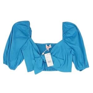 NWT Leyden Blue Crop Tie Top